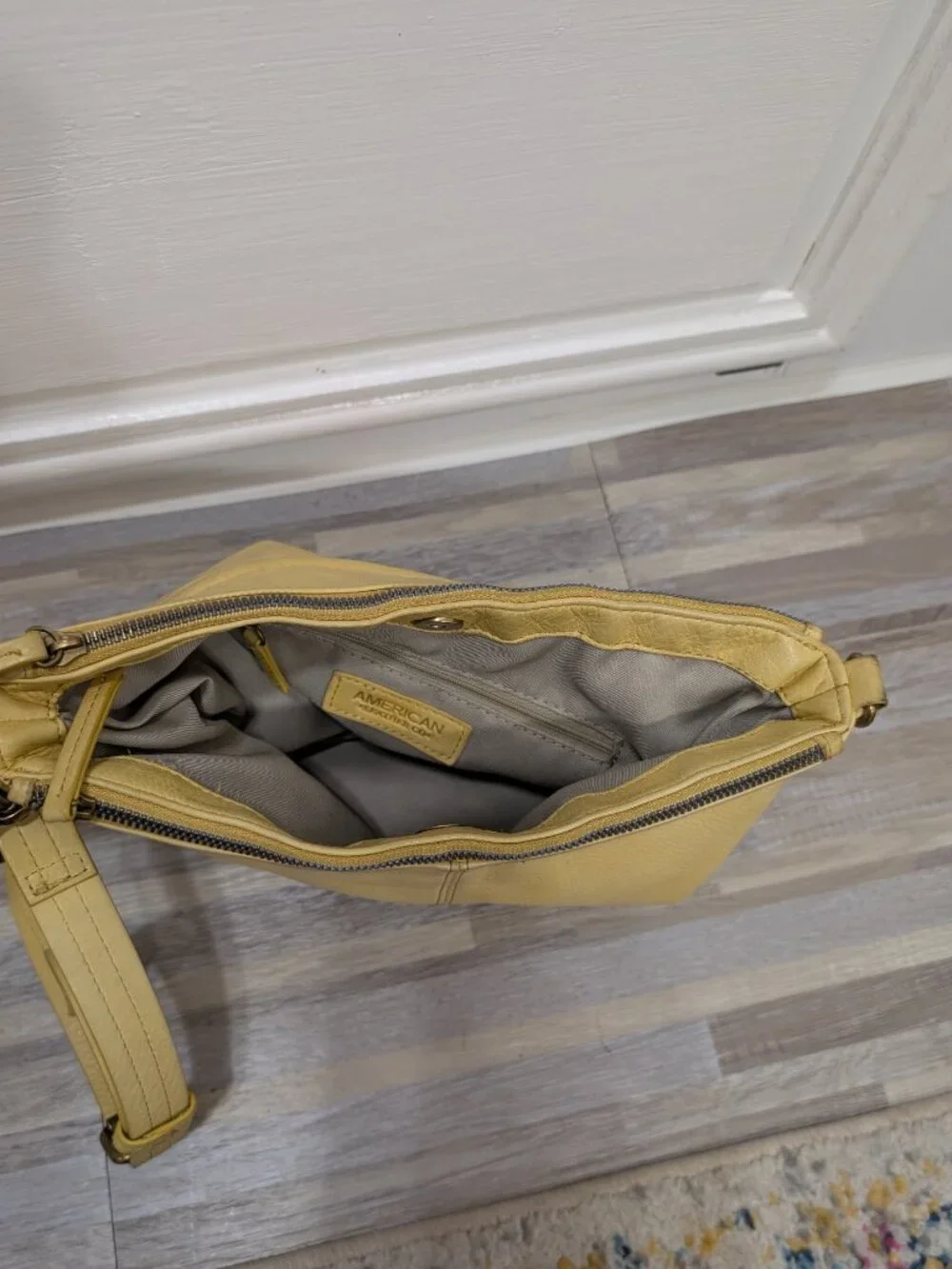 American Leather Co. Yellow Leather Crossbody Hobo Bag